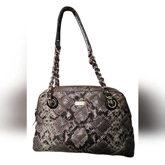 Kate Spade New York Snakeskin Print Shoulder Bag Chain Strap Neutral Python Look - Picture 1 of 16